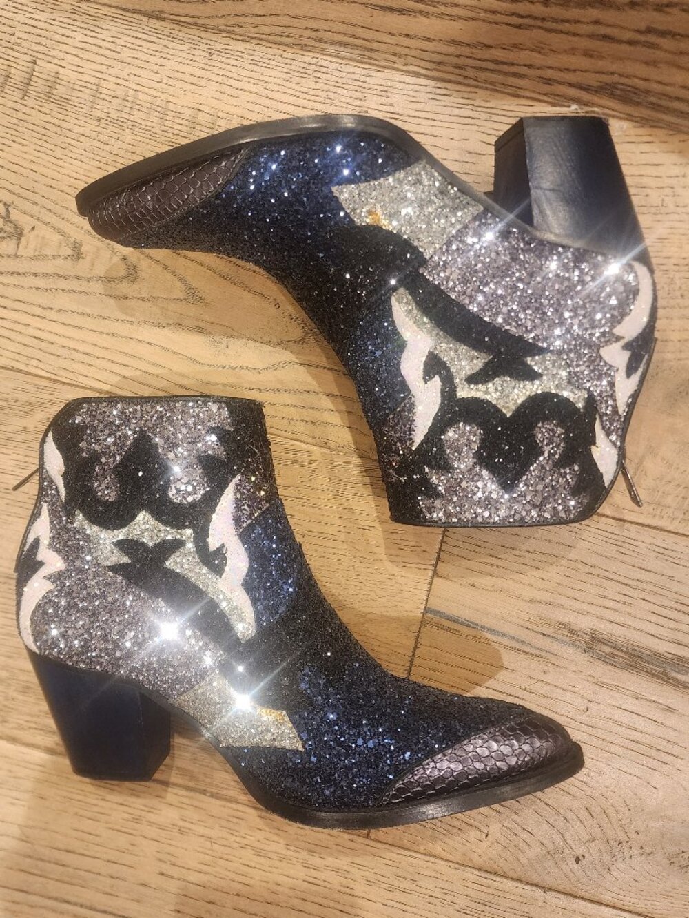 Zadig and Voltaire glitter western ankle boots size US 6.5-7/ EU37